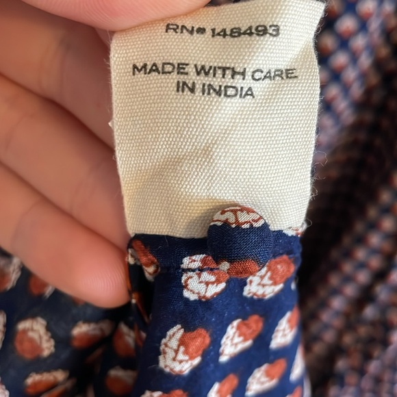 Doen Vittoria Dress Women’s Size Medium Midi Long Sleeve Harbor Medallion Blue - Picture 15 of 15